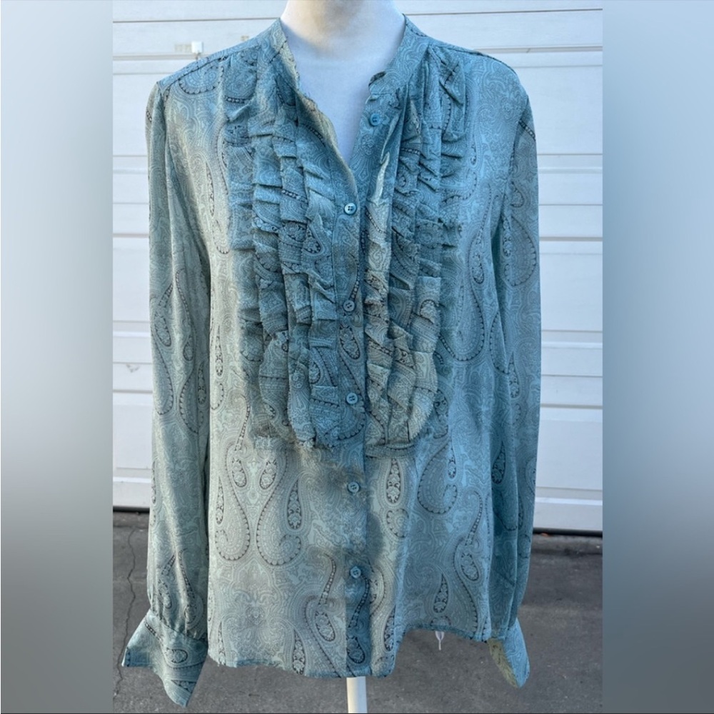 Women's J. Crew 100% silk button down blouse long sleeves 10